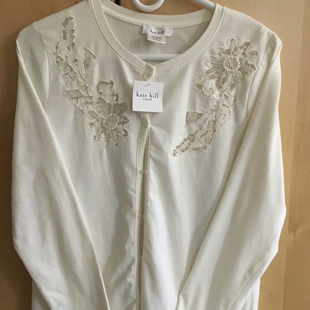 Kate Hill Cream Cardigan NWT
